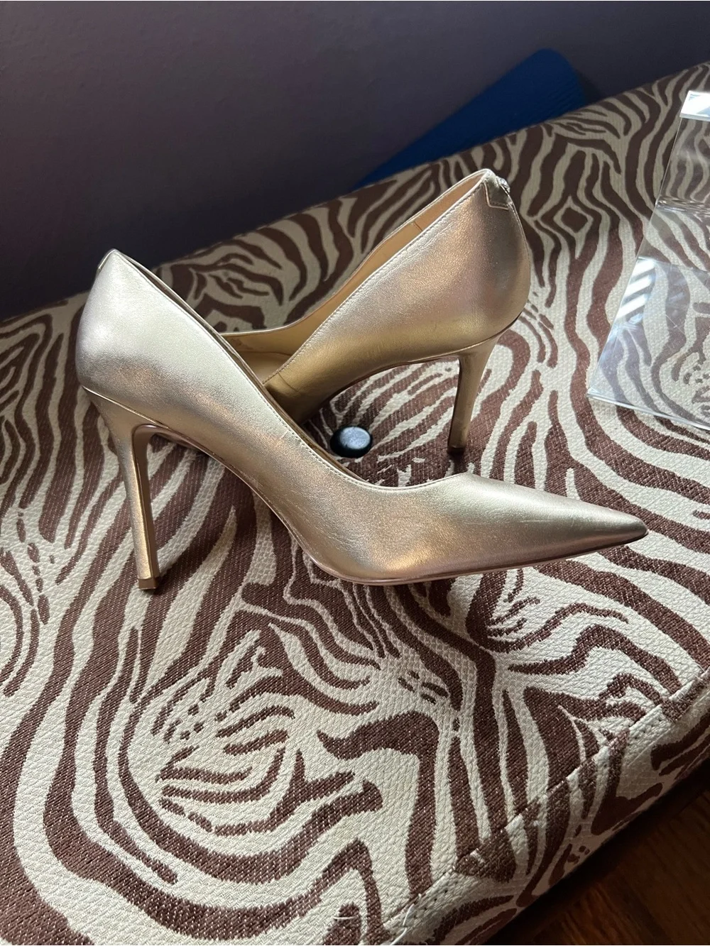 Sam Edelman Champagne Metallic Pointed-Toe Pumps